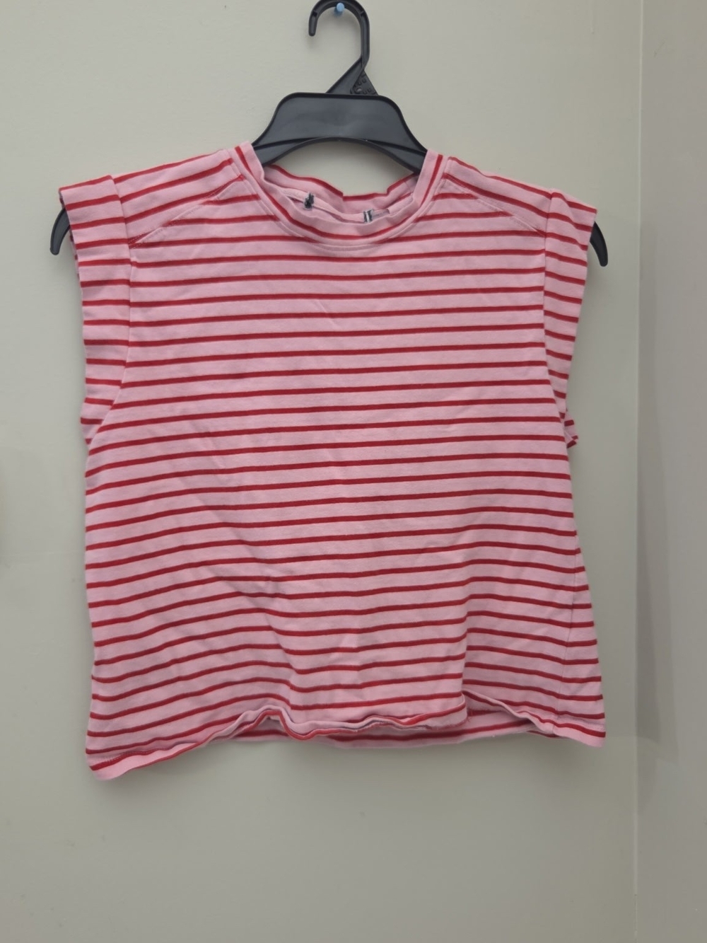 English Factory Pink with Red Stripe Sleeveless Top